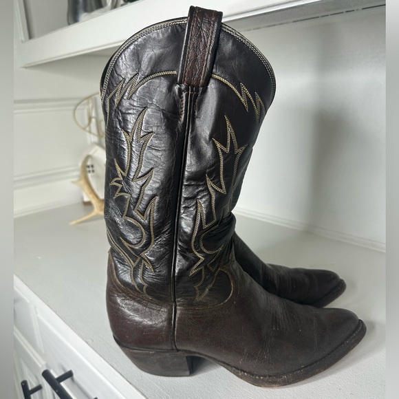 Vintage Tony Lama Gold Label Brown Western Boots Classic Rodeo Style Women's 9.5 - Picture 4 of 10